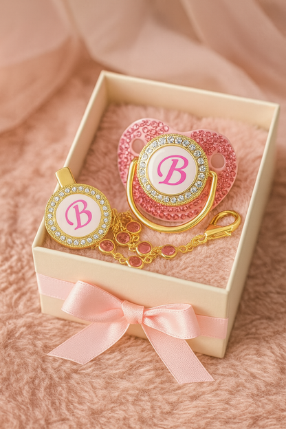 ✨ Sucette Luxe personnalisée avec Tétine Orthodontique.  Élégance & Confort pour Votre Bébé ✨
