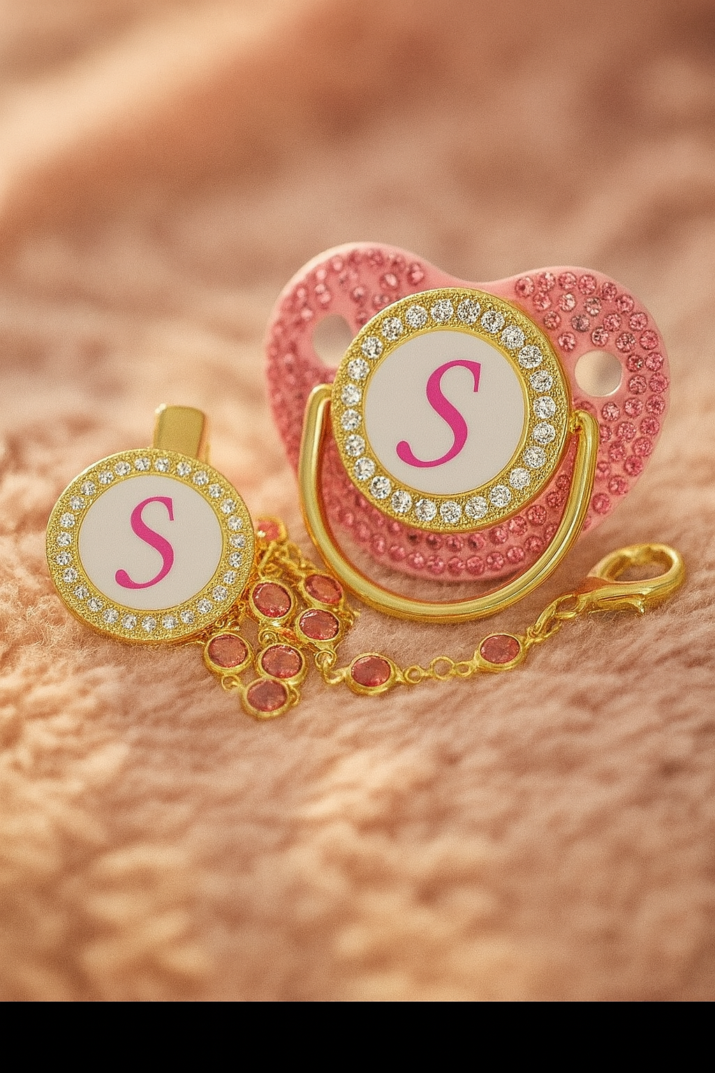 ✨ Sucette Luxe personnalisée avec Tétine Orthodontique.  Élégance & Confort pour Votre Bébé ✨